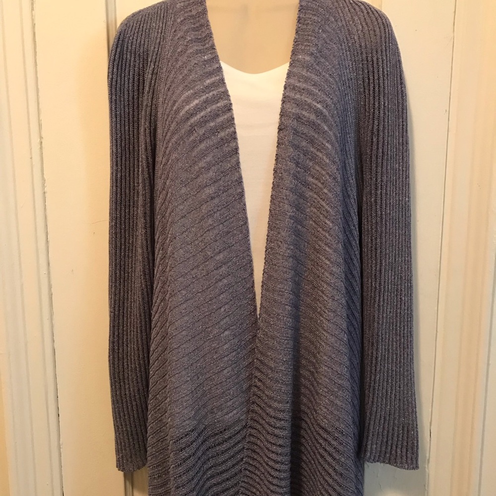 Eileen Fisher long ribbed open-front cardigan